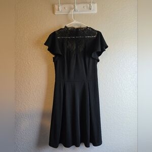 Black Lace Flutter Sleeve Dress
